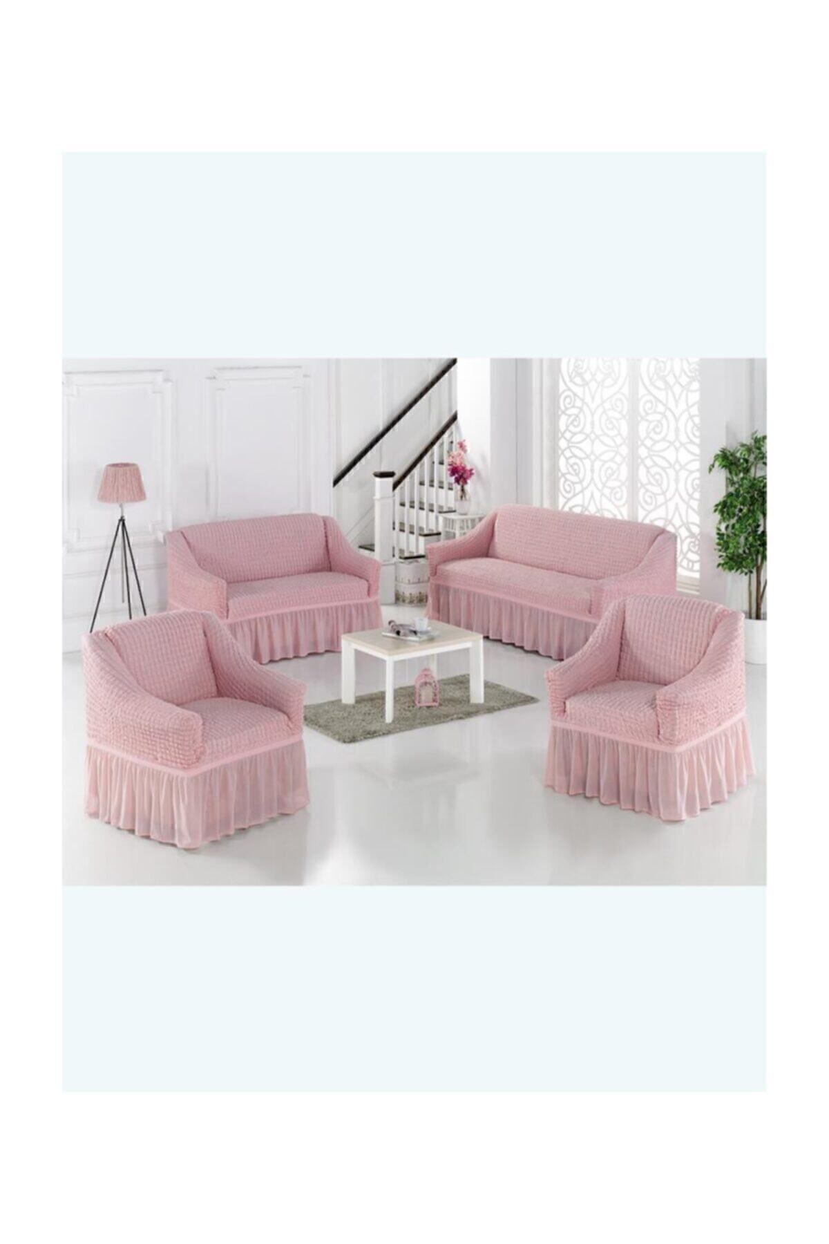 روکش مبل سفید پنبه 3 2 1 صندلی Karna Home