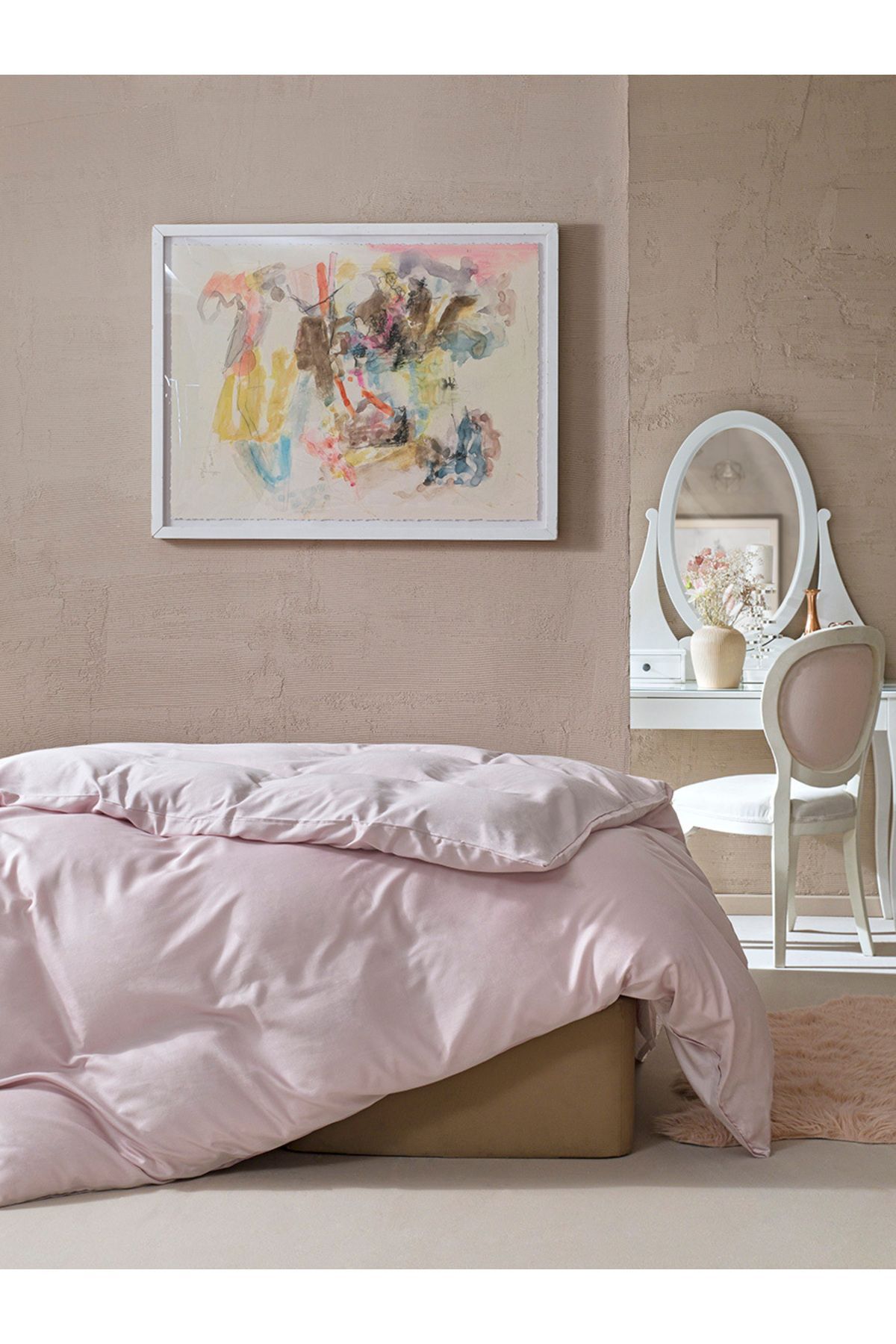 ست کاور لحاف نوزاد و کودک صورتی پودر دوتایی ساتن پنبه تک کلاسیک Karna Home