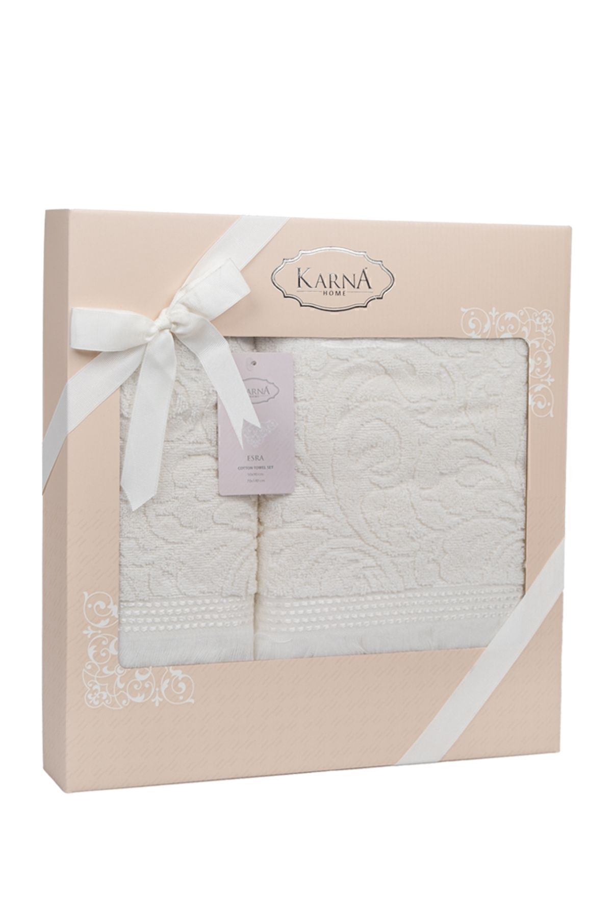 حوله سفید مجموعه ژاکارد 2 قطعه Karna Home