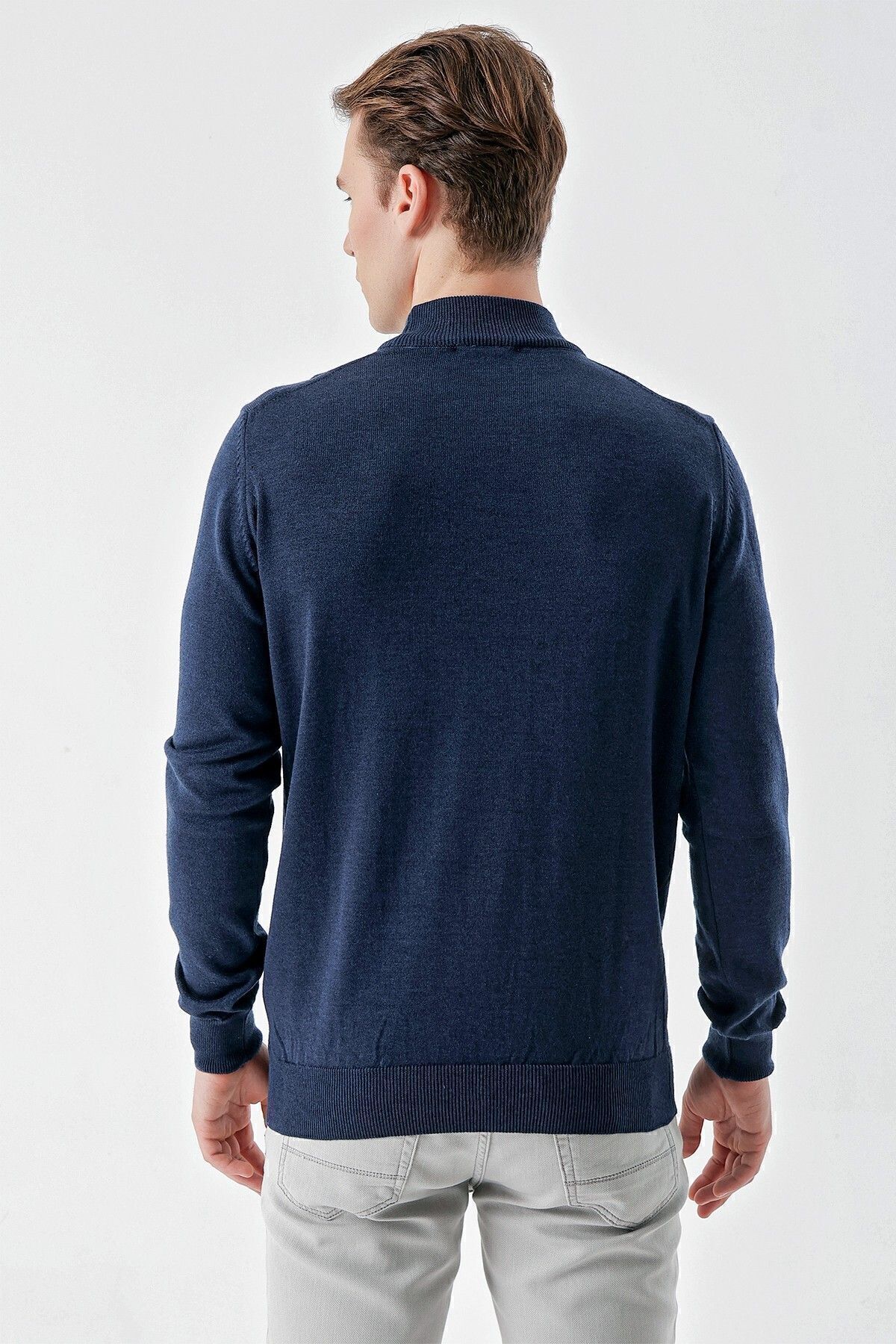 بافت و پلیور مردانه آبی سرمه ای Morven | 24KC017002 اورجینال - تصویر 6