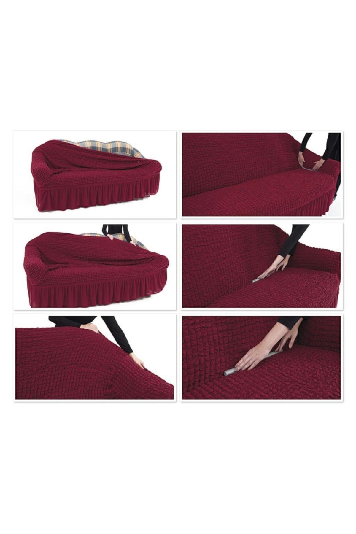 روکش مبل قرمز جلوی صندلی پنبه سمت راست مجموعه Burgundy Karna Home