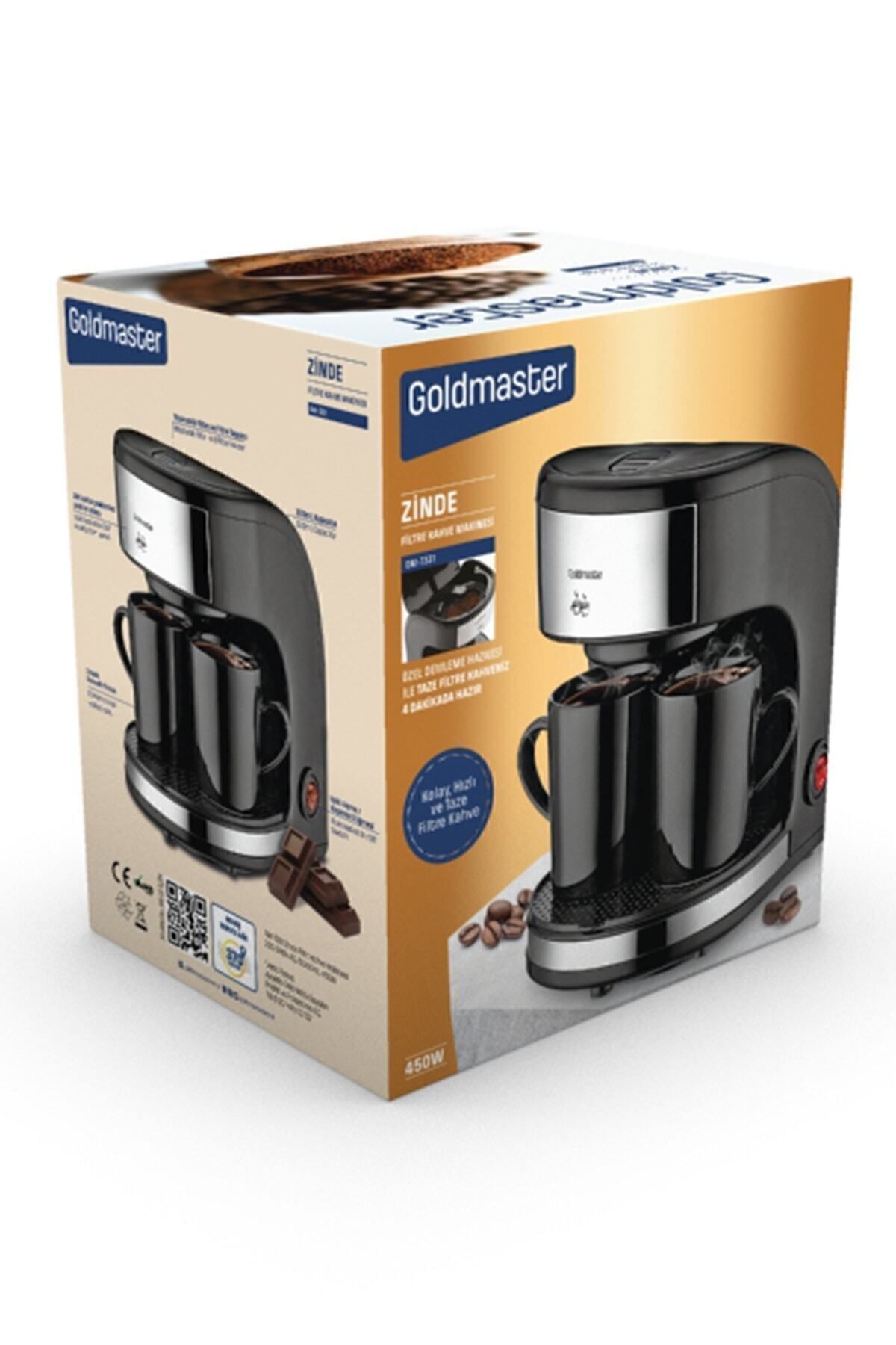 GOLDMASTER-Zinde Washable and Cleanable Filtered Double Cup Filter Coffee Machine 8