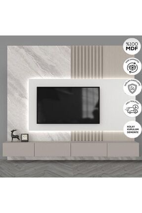 joy mob Joy Tv Ünitesi Tv Sehpası Alt Modül Kum Beji 240 Cm Mdf Joy Tv Ünitesi
