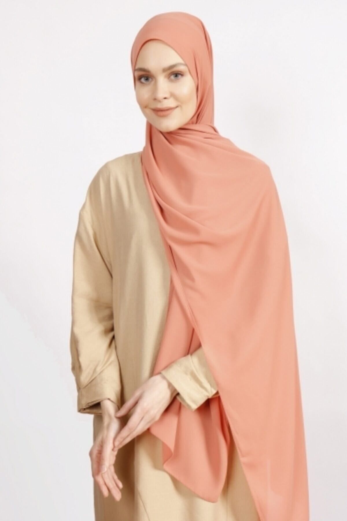 Differenza-Crepe Shawl Dark Salmon 3