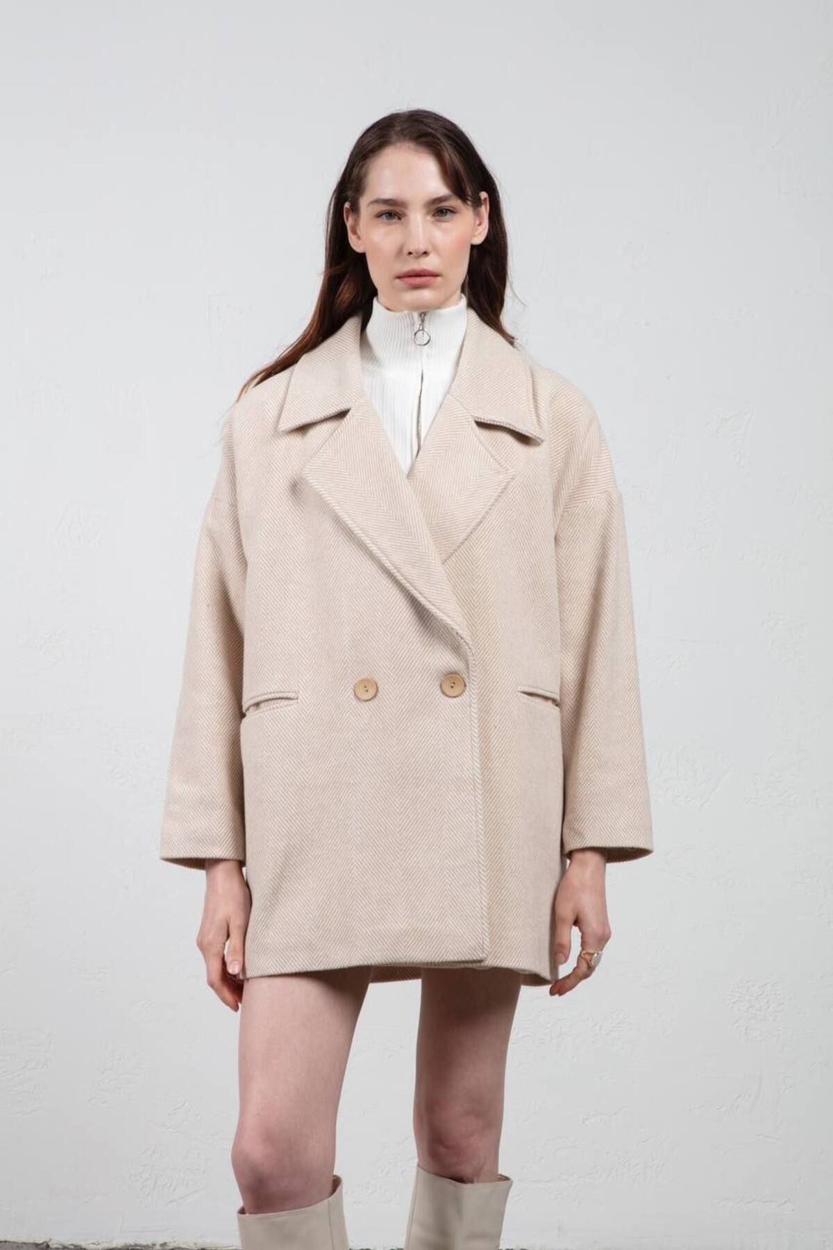 My Blog-Stone Herringbone Oversize Short Coat 2