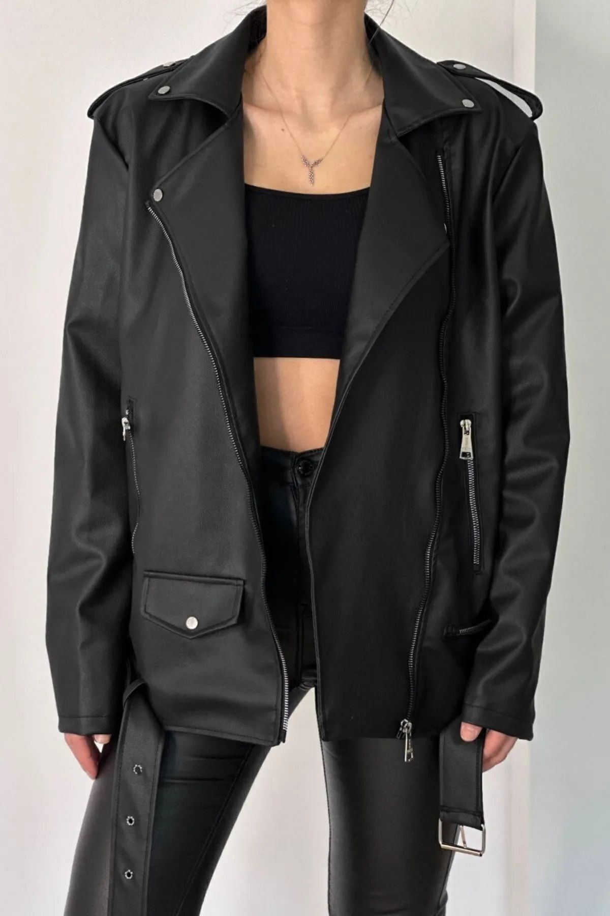 Oversize Kadın Deri Ceket