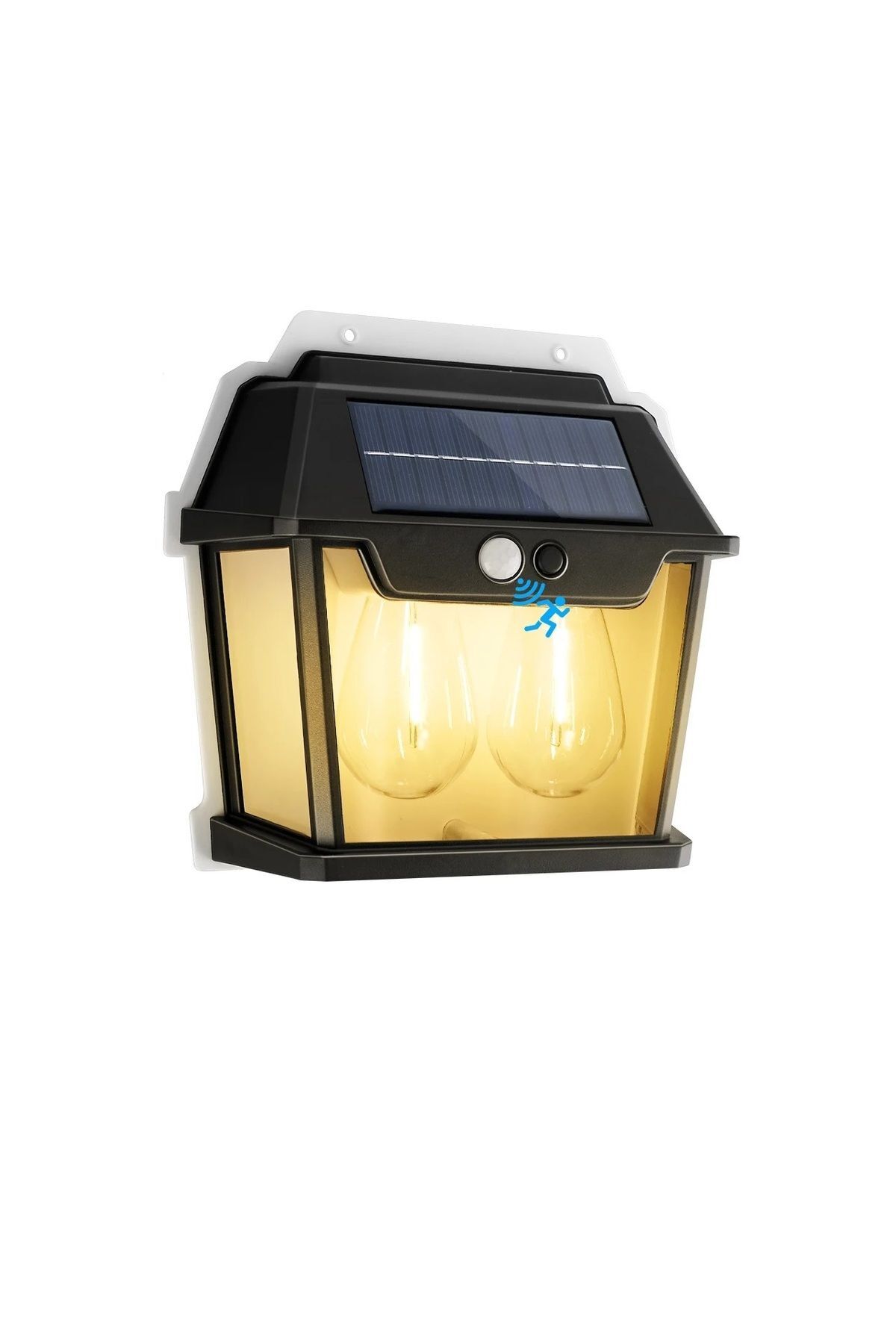 SARFEX Güneş Enerjili Solar Duvar Lambası 2li Rustik Ampul Gün Işığı Dekoratif Solar Aydınlatma