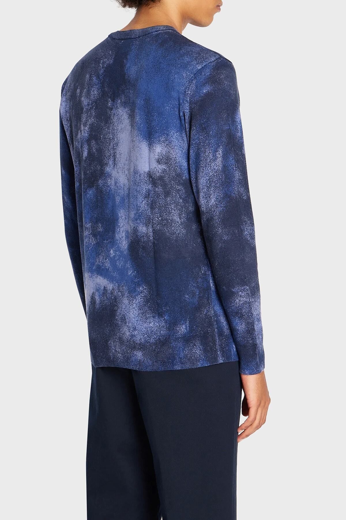 پلیور آبی مردانه لوگوی مناسب پنبه ای طراحی ژاکت KAZAKH 6RZM2D ZMW8Z 25EC Armani Exchange