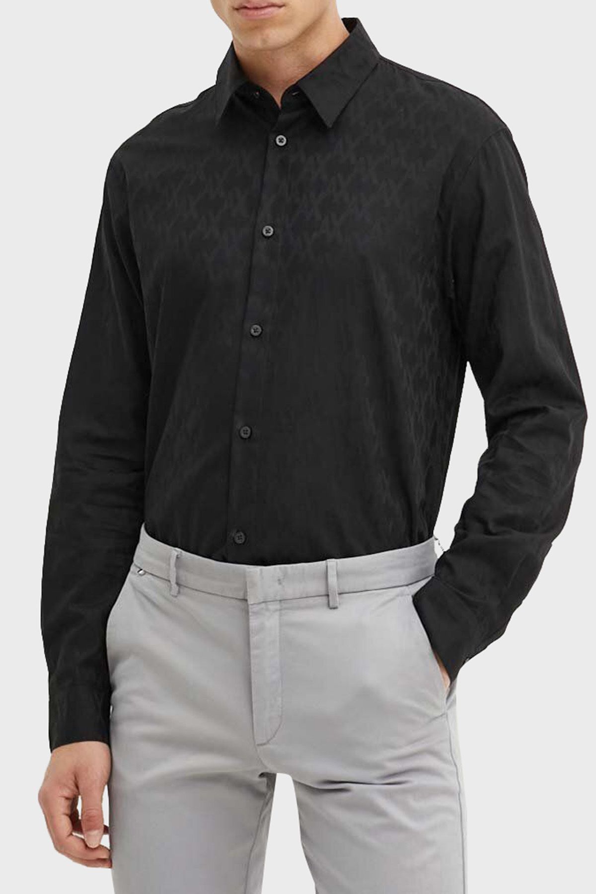 پیراهن / بلوز دکمه دار مشکی مردانه مناسب پنبه 6DZCL1 ZN5XZ 1200 Armani Exchange