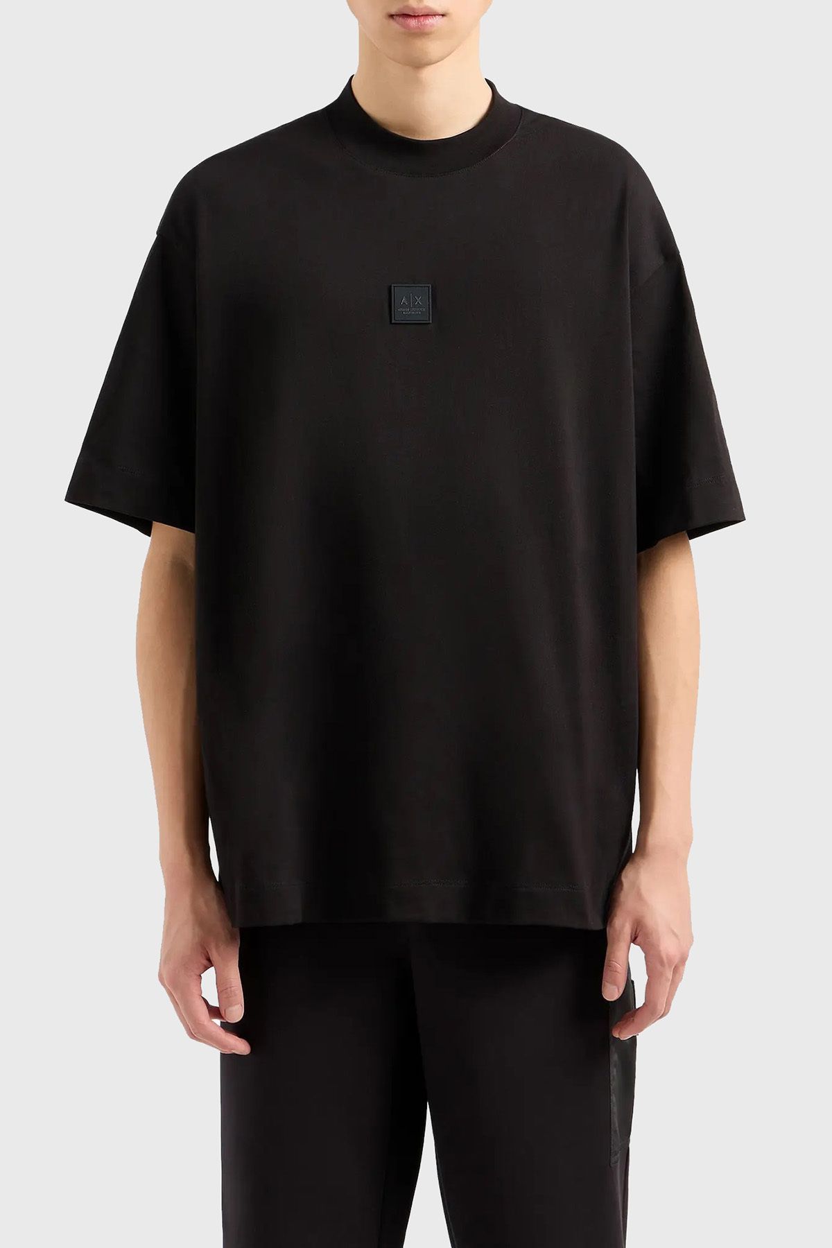تی شرت مشکی مردانه دوچرخه پنبه ای Yaka T پیراهن Tring XM000118 AF10361 UC001 Armani Exchange