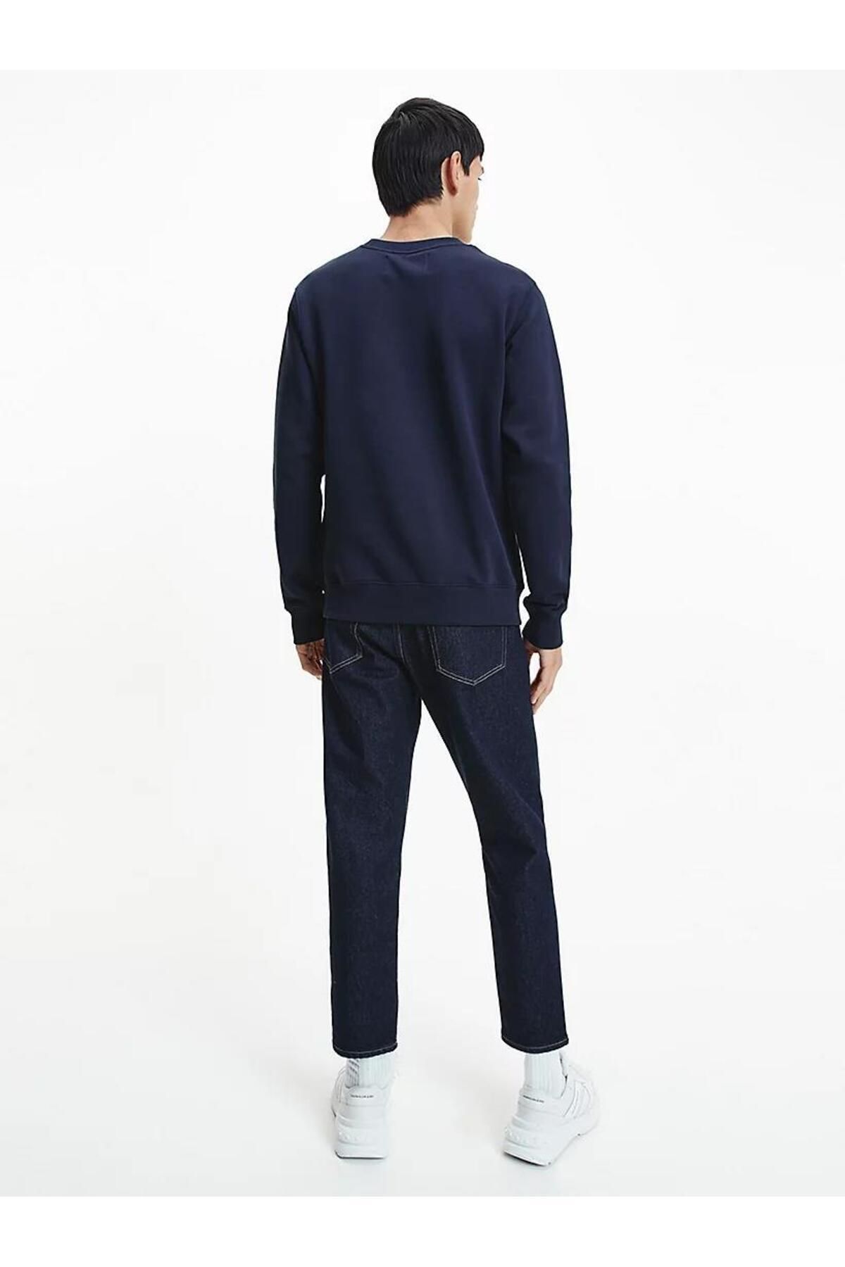 سویشرت آبی مردانه پنبه ارگانیک به طور منظم لباس یقه دوچرخه عرق J30J320933 CHW Calvin Klein