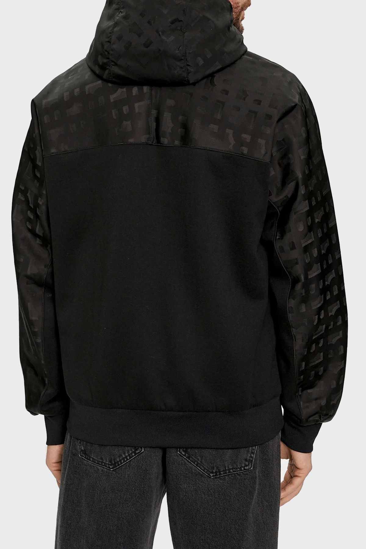 سویشرت مشکی مردانه پنبه آرم Zipper Hasted Mixed Fit Sweat عرق 001 BOSS