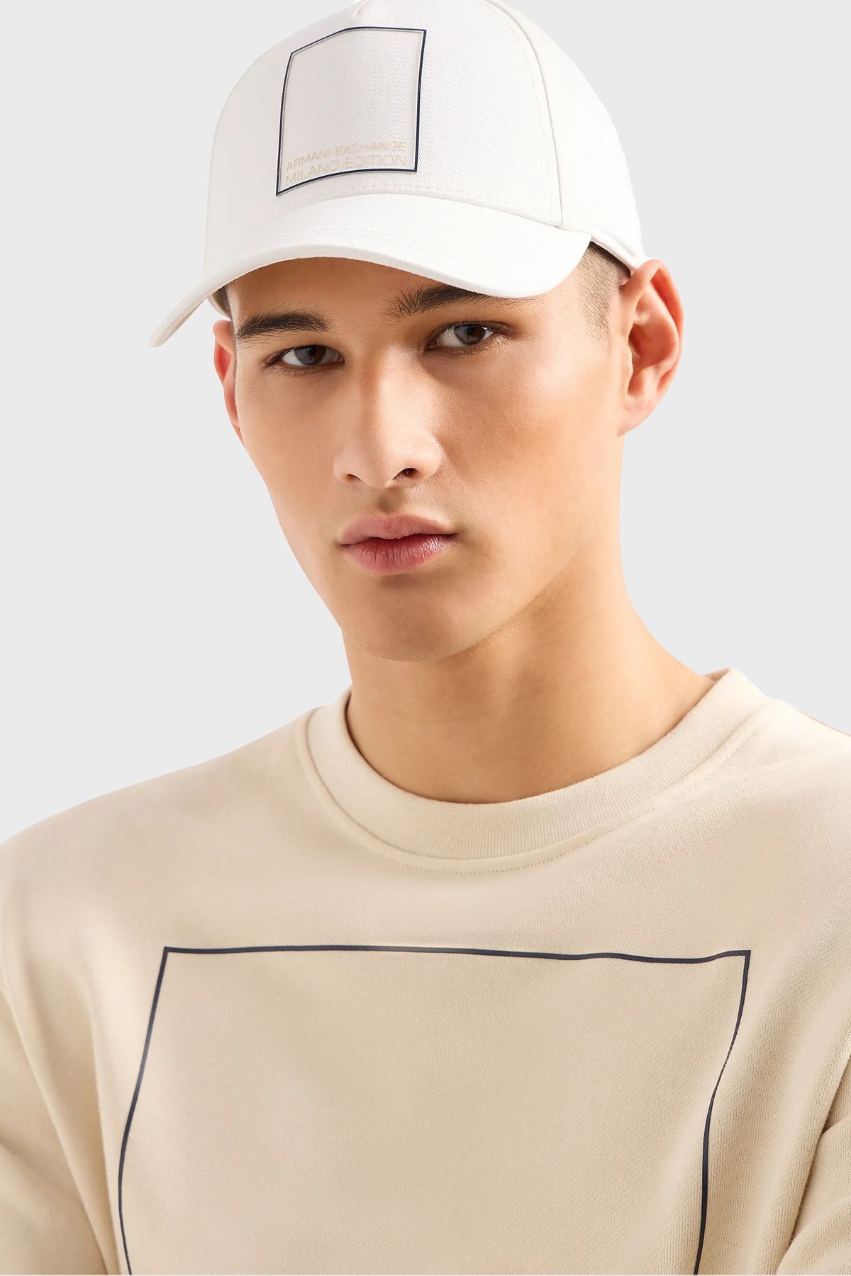 کلاه سفید مردانه پنبه گاباردین 954207 4R105 12911 Armani Exchange