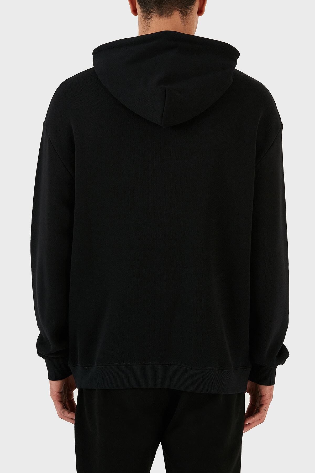 جیبی کانگورو طرح دار 100% پنبه ای با کلاه راحت و مناسب عرق مردانه SWEAT 6R1M8P 1J7D Emporio Armani