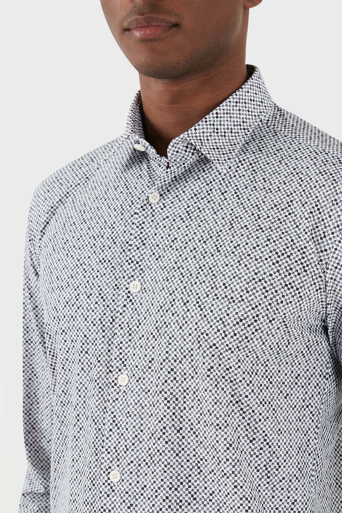 پیراهن / بلوز دکمه دار خاکستری مردانه STRECH SLIM FIT 033 BOSS
