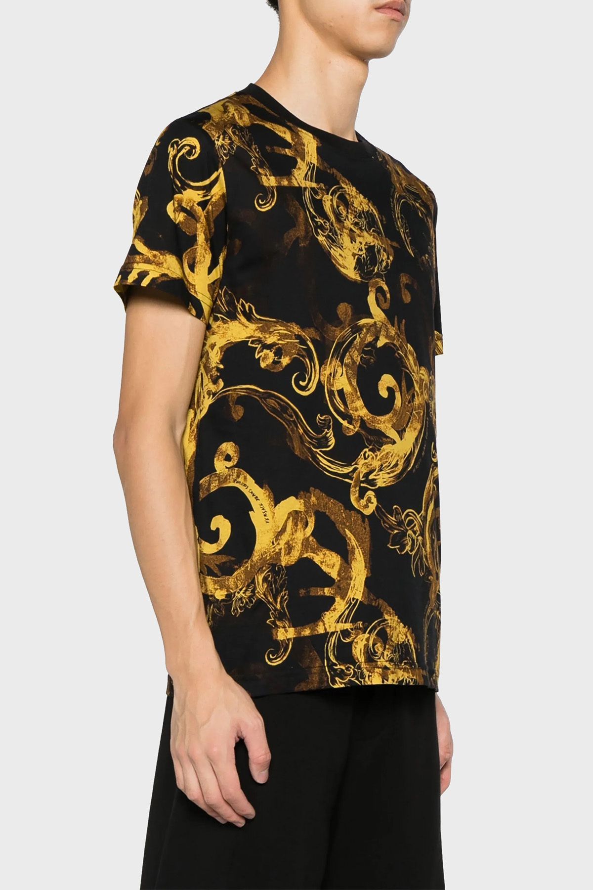 پیراهن تی شرت مردانه تی شرت 76GAH6S0 JS287 G89 جین کوتور نخی باریک Fit Crew VERSACE JEANS COUTURE