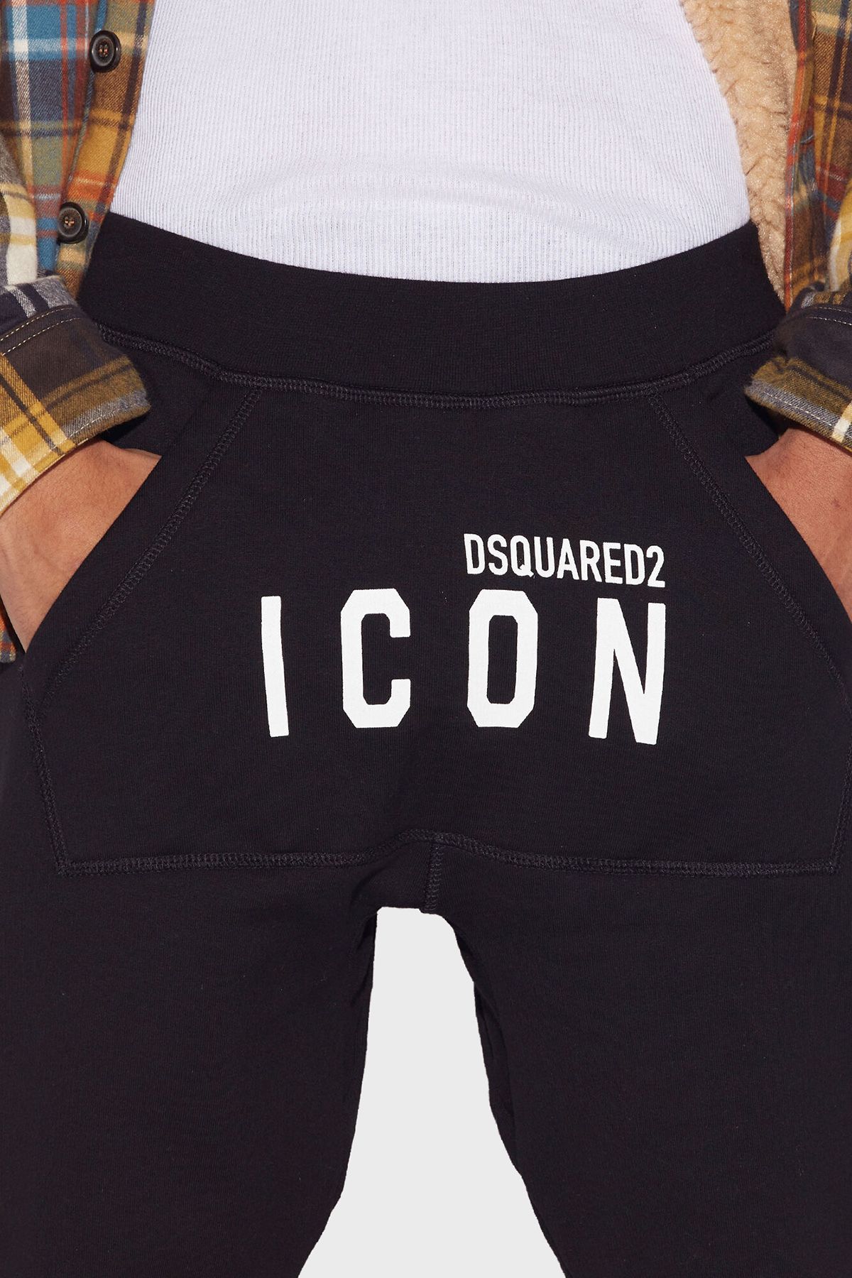 شلوار ورزشی مشکی مردانه نوار کمر الاستیک نماد 100 ٪ پنبه مناسب جوگگر DSquared2