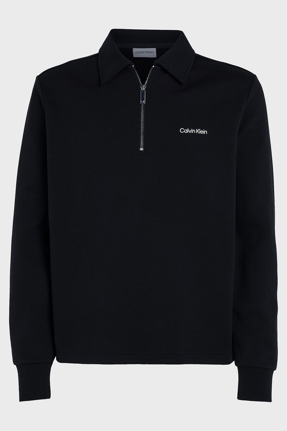 سویشرت مشکی مردانه پنبه معمولی مناسب زیپ دار چوگان yaka عرق K10K111814BEH Calvin Klein