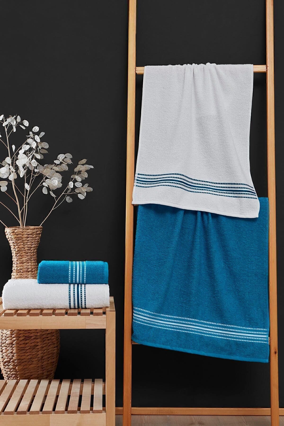 MODALİN-4dílná sada osušek Elvin Turquoise - 70 X 140 4