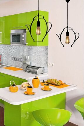 Bundera Çaydanlık Sarkıt Avize Metal Ferforje Retro Ofis Cafe Bar Otel Restau...