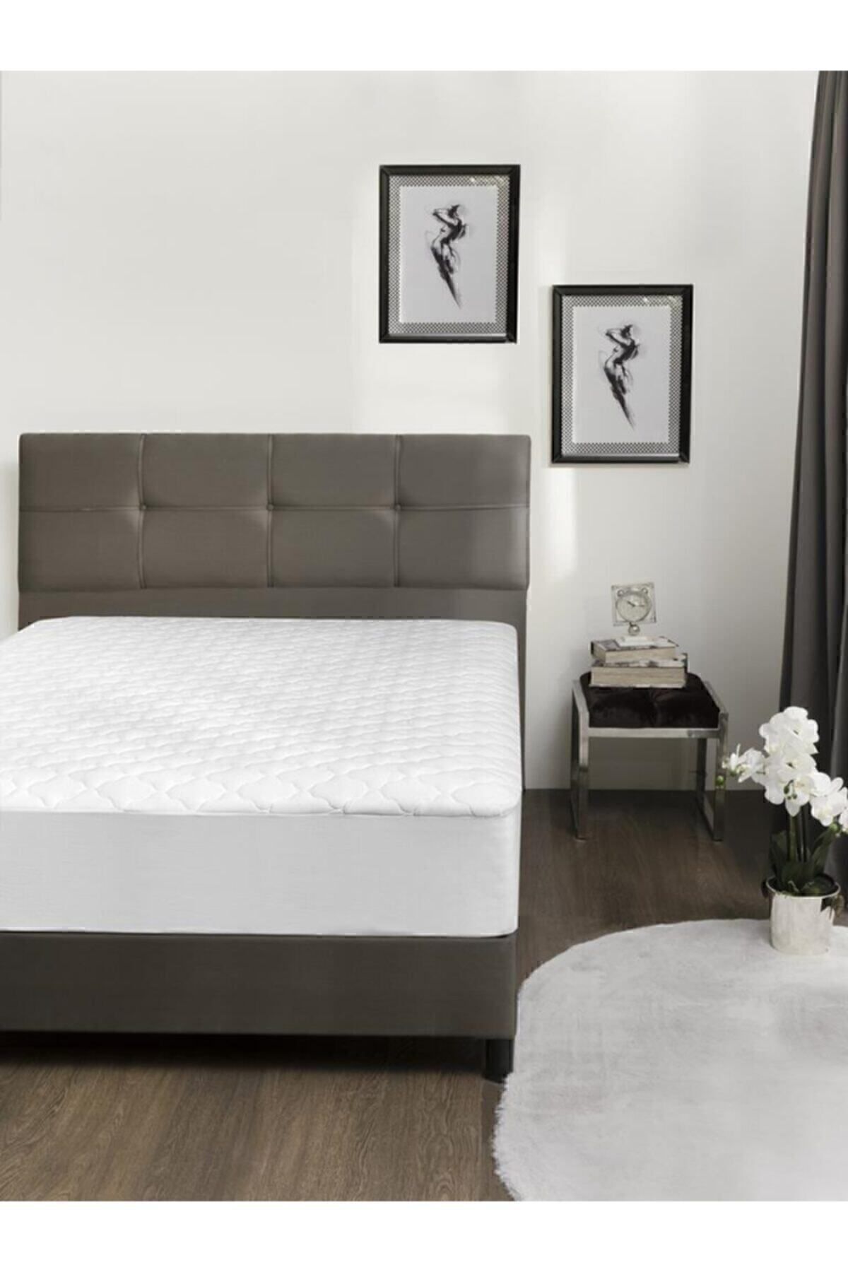 محافظ تشک سفید Kapitone متناسب با مایع Trust Alez 180x200 سانتی متر 7 اندازه مختلف Karna Home
