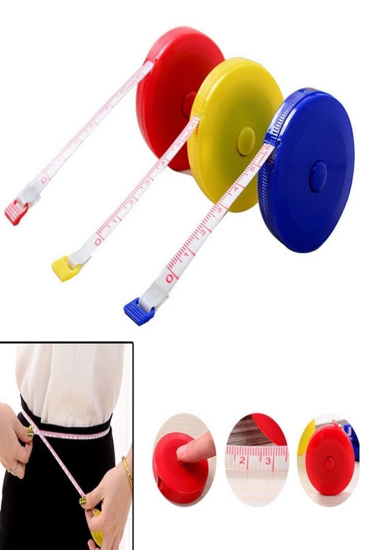 Bundera-150 cm Automatic Push Color Roller Tailor Tape Measure - Size Waist Circumference Measuring, 1.5M 2