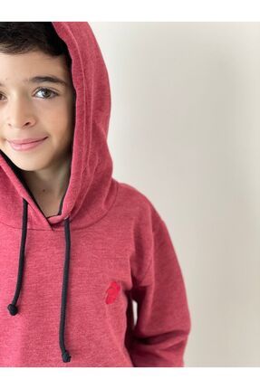 RİRİKİDS Kız Erkek Kapşonlu Sweatshirt Bordo