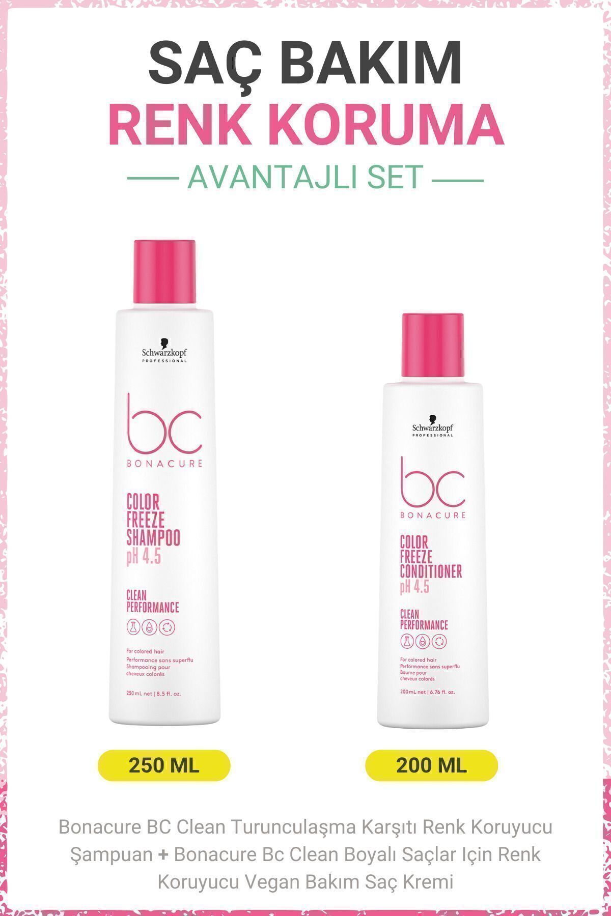 شامپو BC Clean Color Protecting + BC Clean Color Protecting Hair Care Cream for Died Hair Bonacure