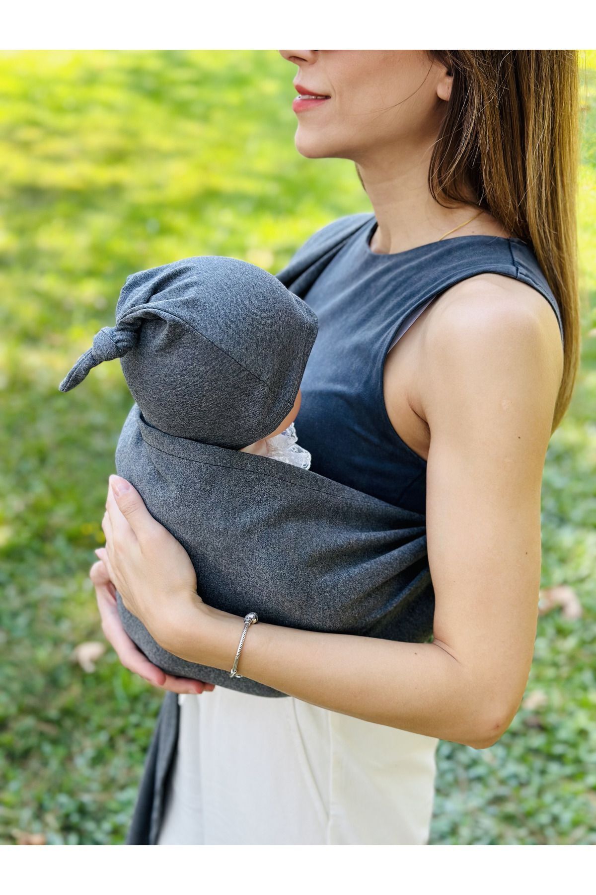 kubbe Anakucağı Esnek Halkalı Cepli Bebek Taşıma Şalı, Bebek Askısı Wrap Sling fotoğrafı 6 (önizleme)
