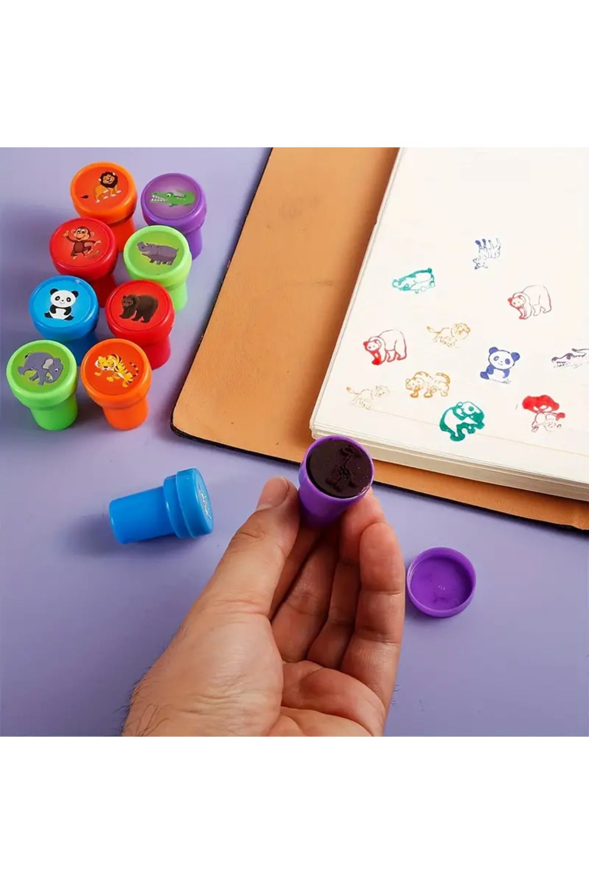 LRS STORE 10 Adet Baskı Oyunu Hayvanlar Eğitici Eğlenceli Hayvan Figürlü Damga Kaşe