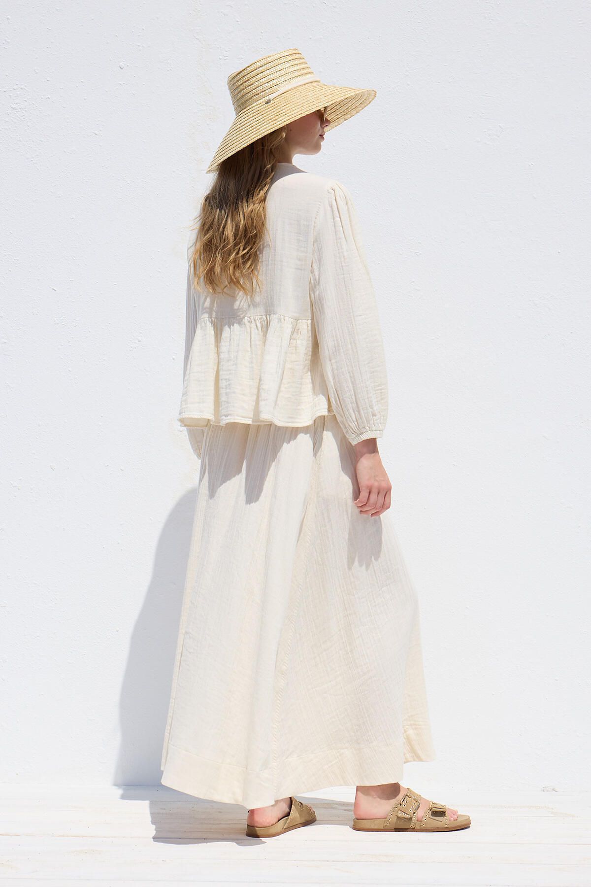 Manuka-Ecru Muslin Blouse - Lacing Detail 6