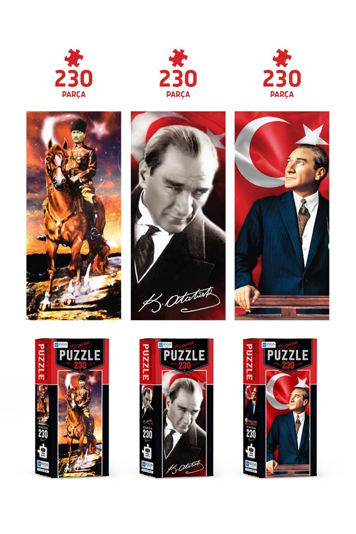 Blue Focus 3 ADET 230 PARÇA PUZZLE - BAŞÖĞRETMEN ATATÜRK ve