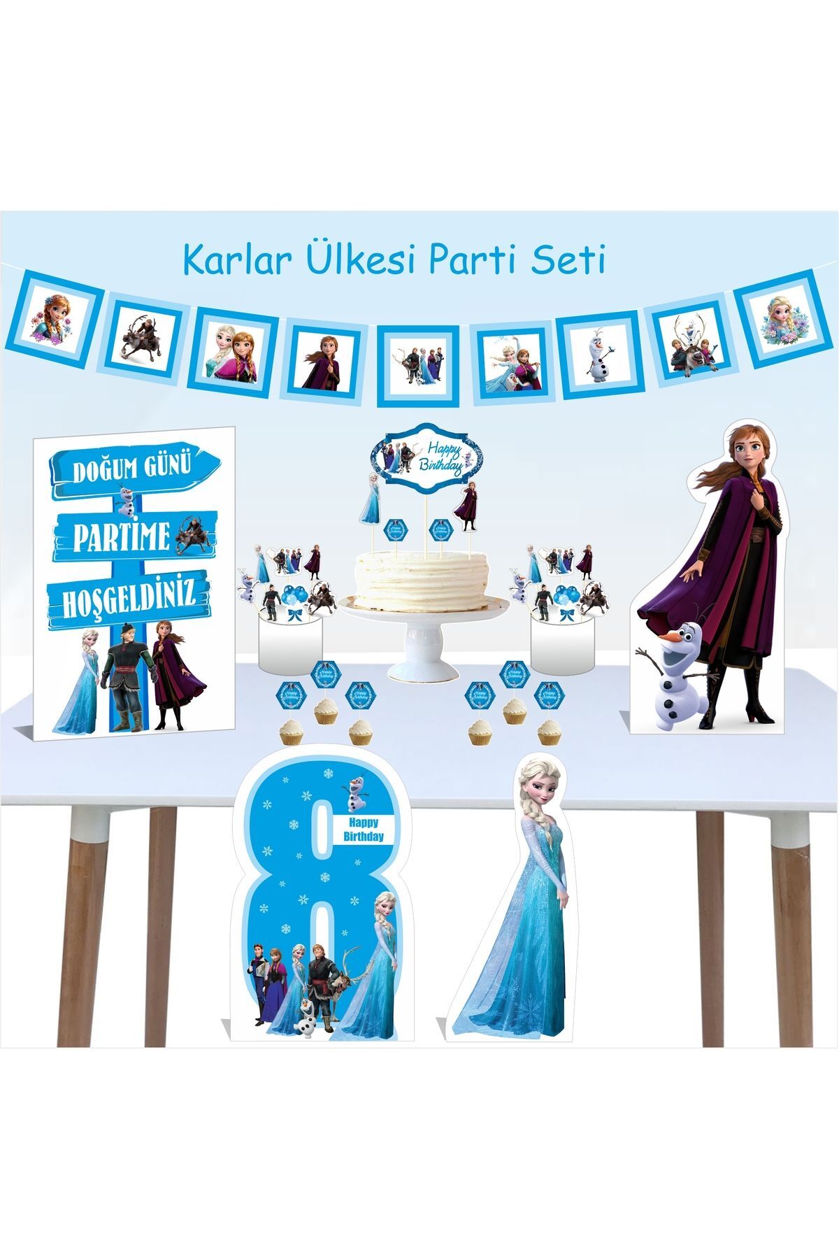 Karlar Ülkesi Elsa 8 Yaş Doğum Günü Parti Paketi