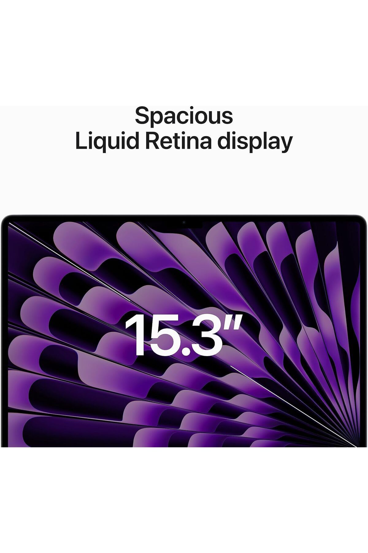 Apple-ماك بوك إير 15 بوصة: شريحة M2 مع وحدة معالجة مركزية ثماني النواة ووحدة معالجة رسومية عشرية النواة، وقرص SSD سعة 256 جيجابايت - رمادي فضائي 3