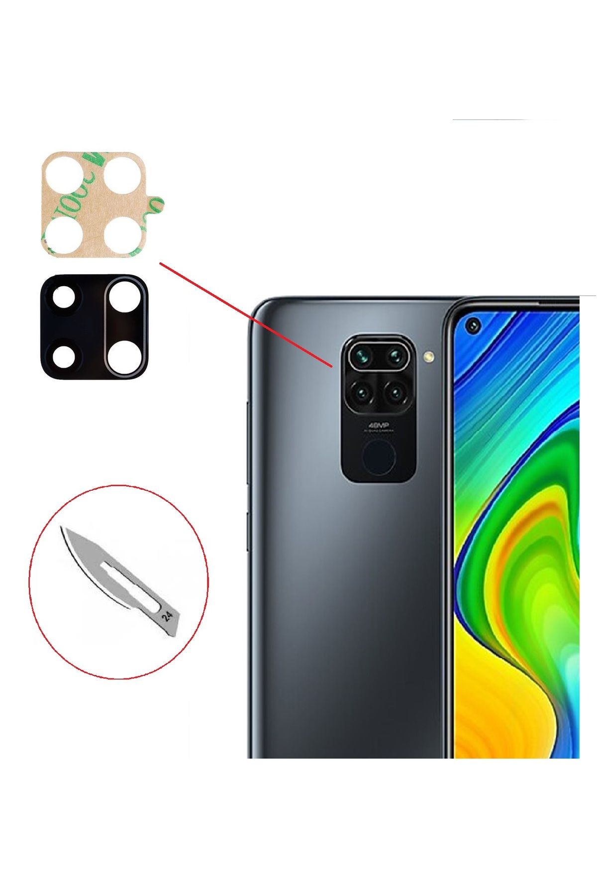 Toplu Tkgz Xiaomi REDMİ NOTE 9 PRO Arka Kamera CAM Lensi + Bistüri Ucu