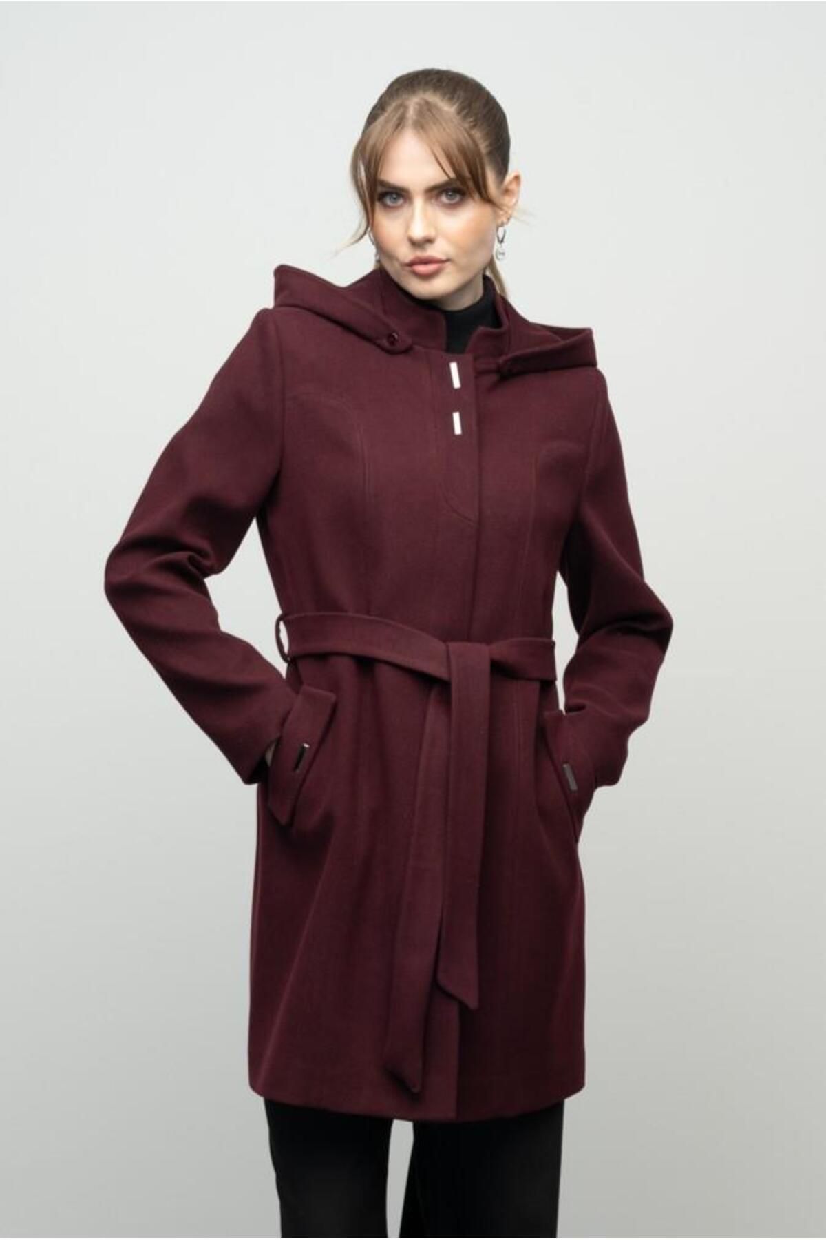 Olcay-Removable Hooded Coat with Metal Snap Accessory - A.MURDUM 3021 2