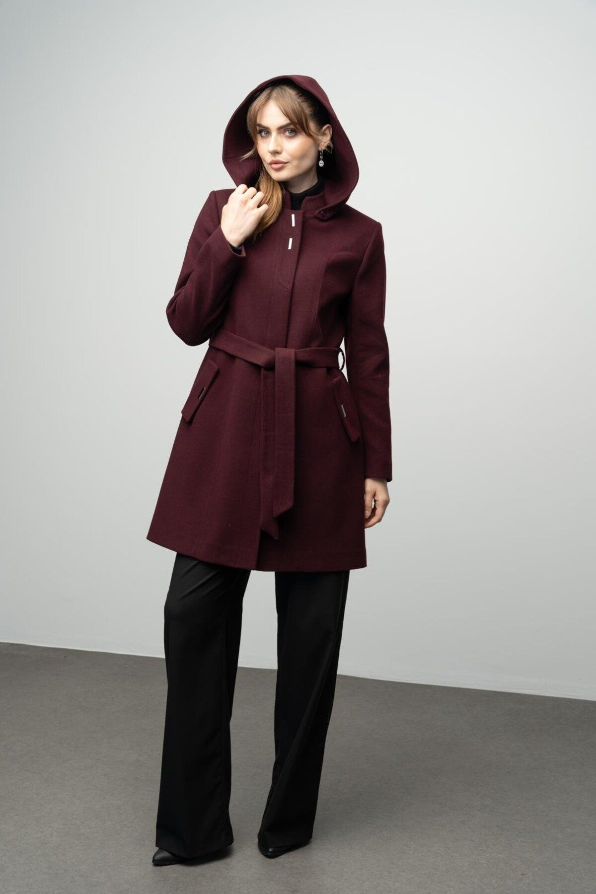 Olcay-Removable Hooded Coat with Metal Snap Accessory - A.MURDUM 3021 1