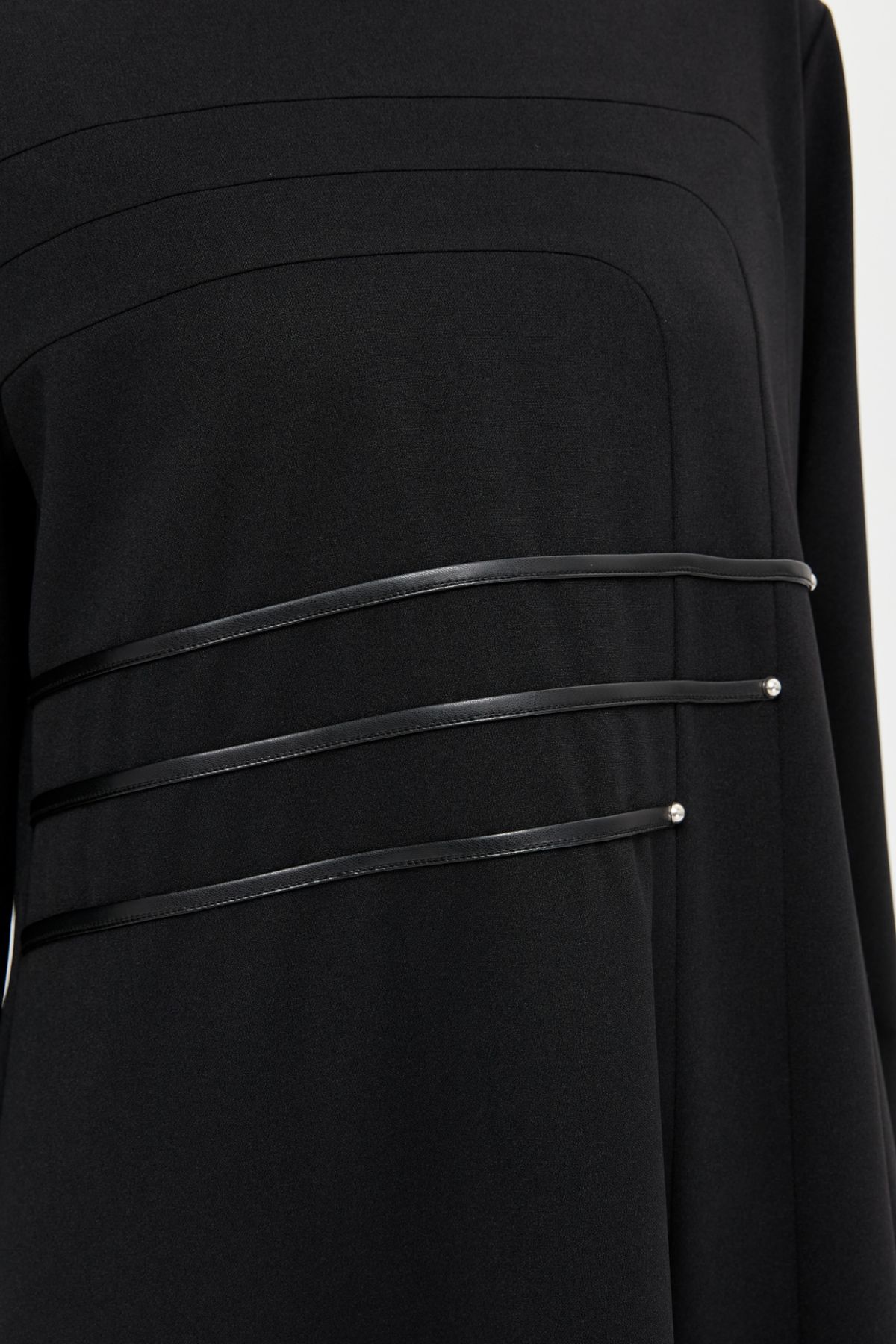 Esswaap-Black Leather Tunic - Piping Detail 3