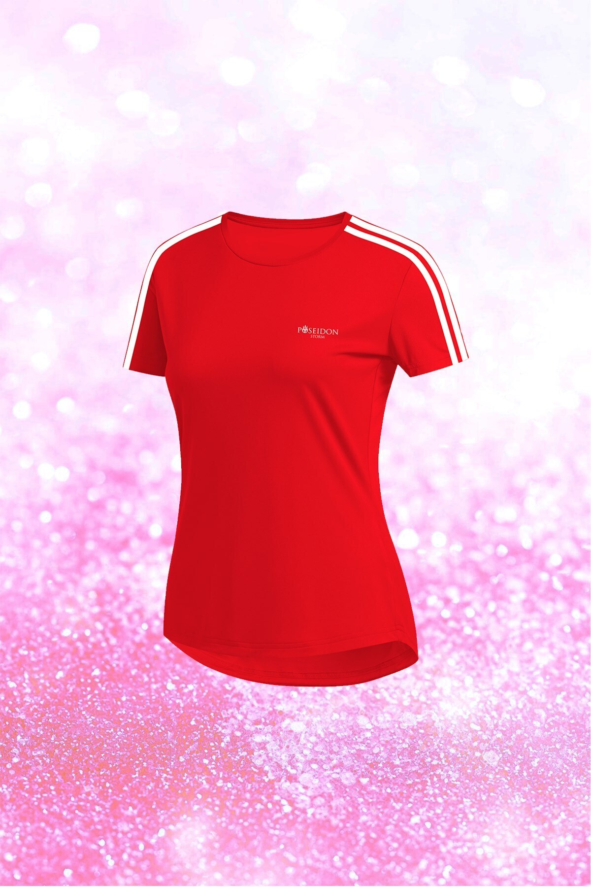 پوزایدون استورم تی‌شرت یقه گرد زنانه قرمز Dri-Fit راحت برای پیاده‌روی و دویدن سایز S-3XL