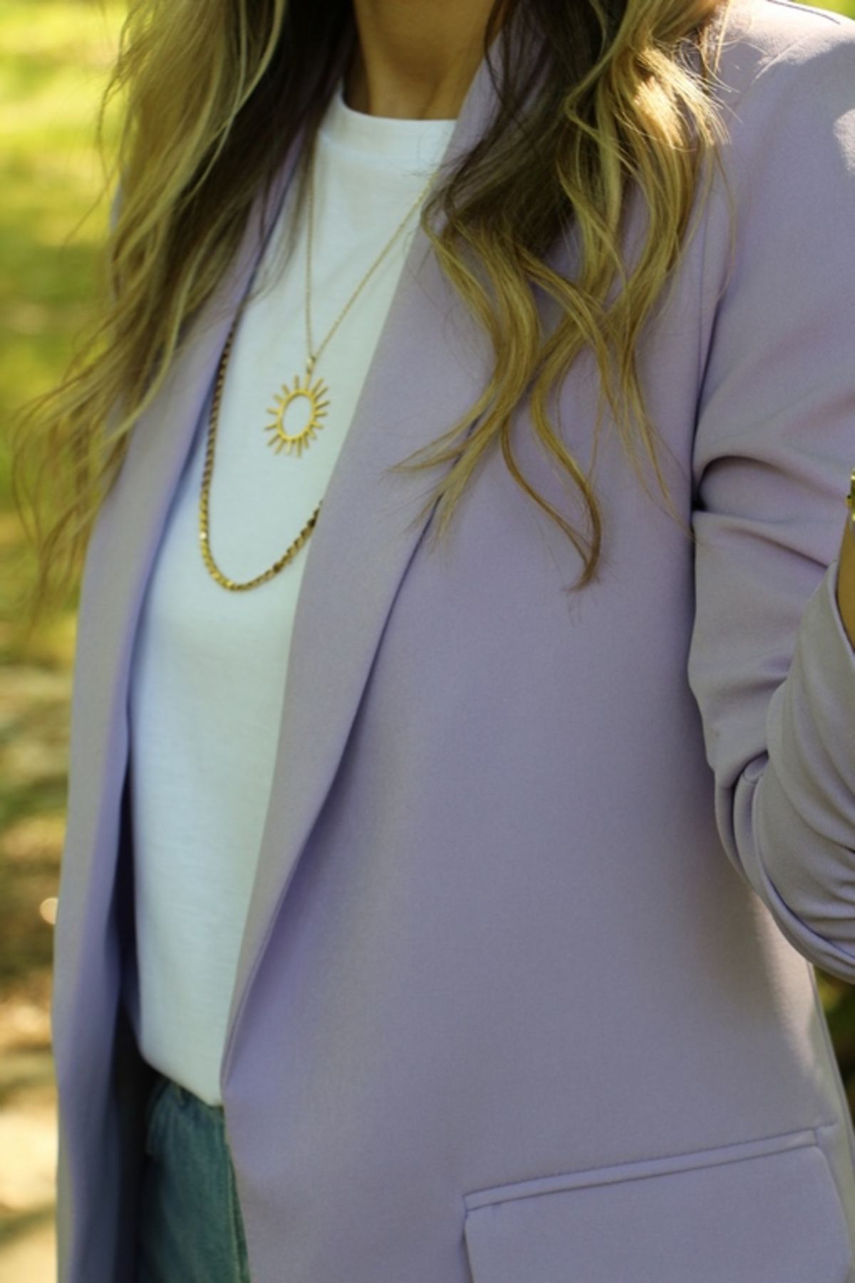 bytugcekaya-Lilac Sleeve Drawstring Detail Blazer 6