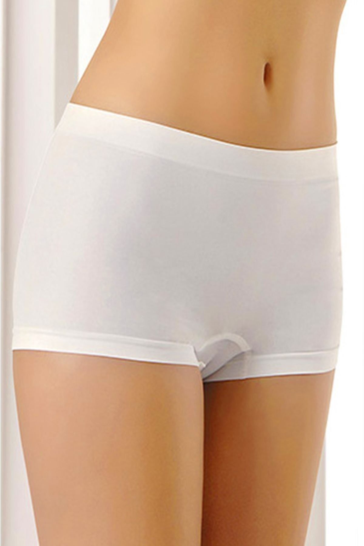 colezium Beyaz Dikişsiz Kadın Boxer Korse Korse