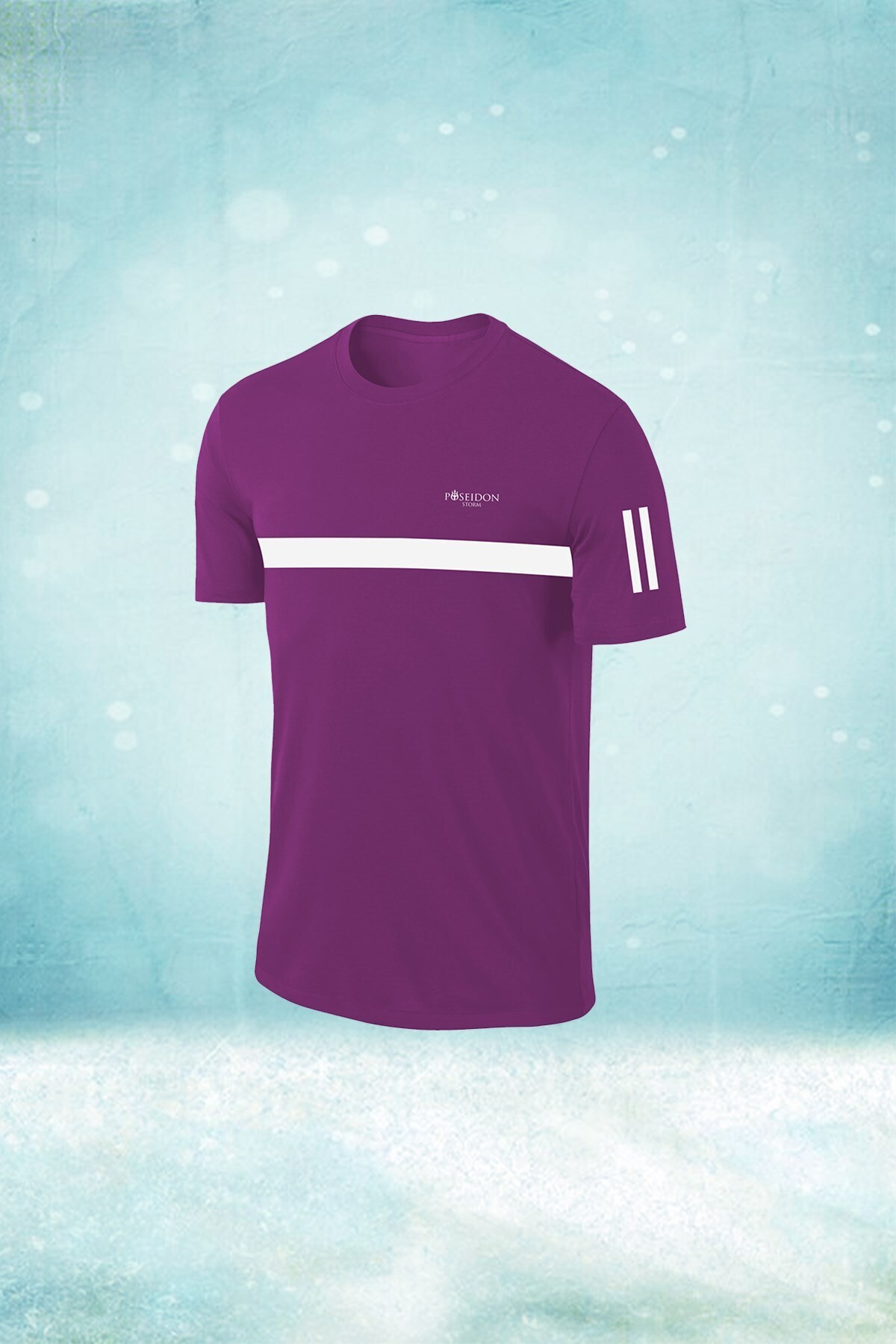 پوزایدون استورم تی‌شرت آستین کوتاه مردانه طرح Dri-Fit بنفش، یقه گرد، سایز S-3XL