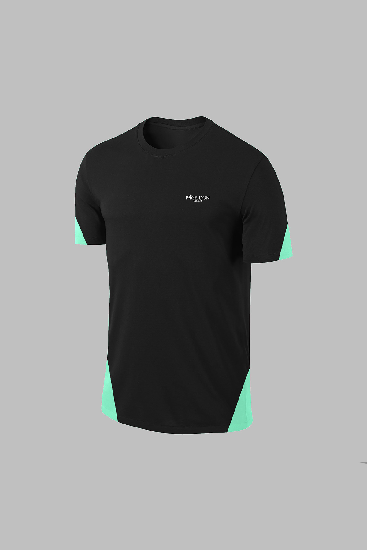 پوزایدون استورم تی‌شرت آستین کوتاه مردانه سایز بزرگ مشکی بدون طرح، یقه گرد، طرح Dri-Fit (4XL-10XL)
