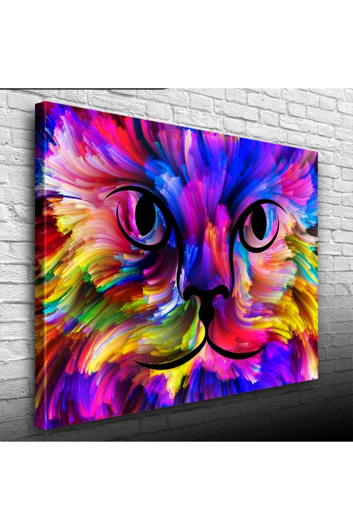 pazarella Renk Paletindeki Kedi Kanvas Tablo 50 x 70