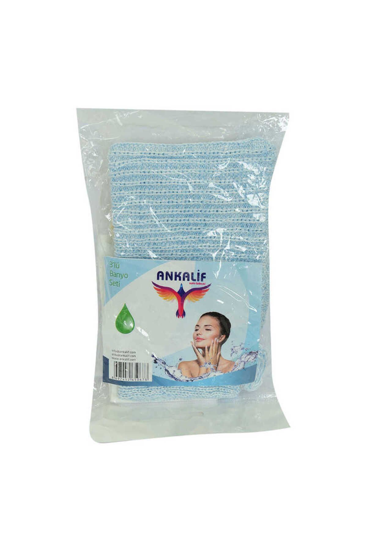 Angoravi Banyo Lifi + Kese + İpli Topuk Taşı 3 lü Banyo Seti