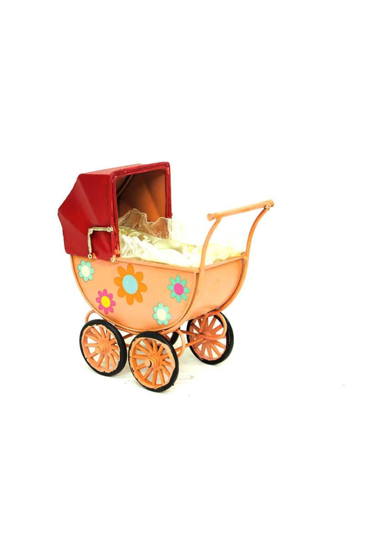 LiderGlobal Dekoratif Metal Bebek Arabası Biblo Vintage Hediyelik