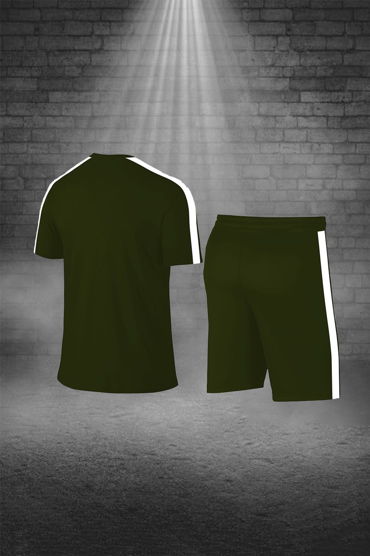 POSEIDON STORM-Мъжки комплект за бягане Over Size, в цвят каки, Dri-fit, обикновен, удобен, с джоб, тениска с къс ръкав, долна част и горна част (4x -1) 4