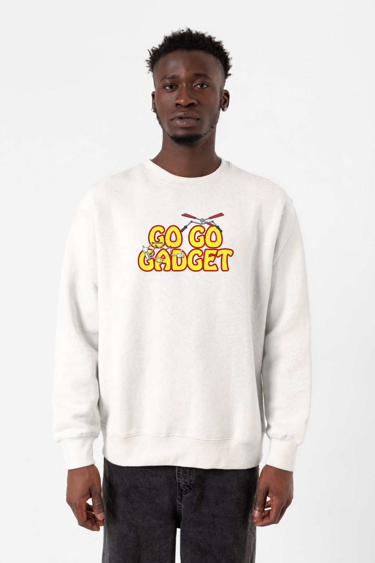 Tshirthane-Inspector Gadget Go Go Gadget Λευκό ανδρικό φούτερ 2ip 1