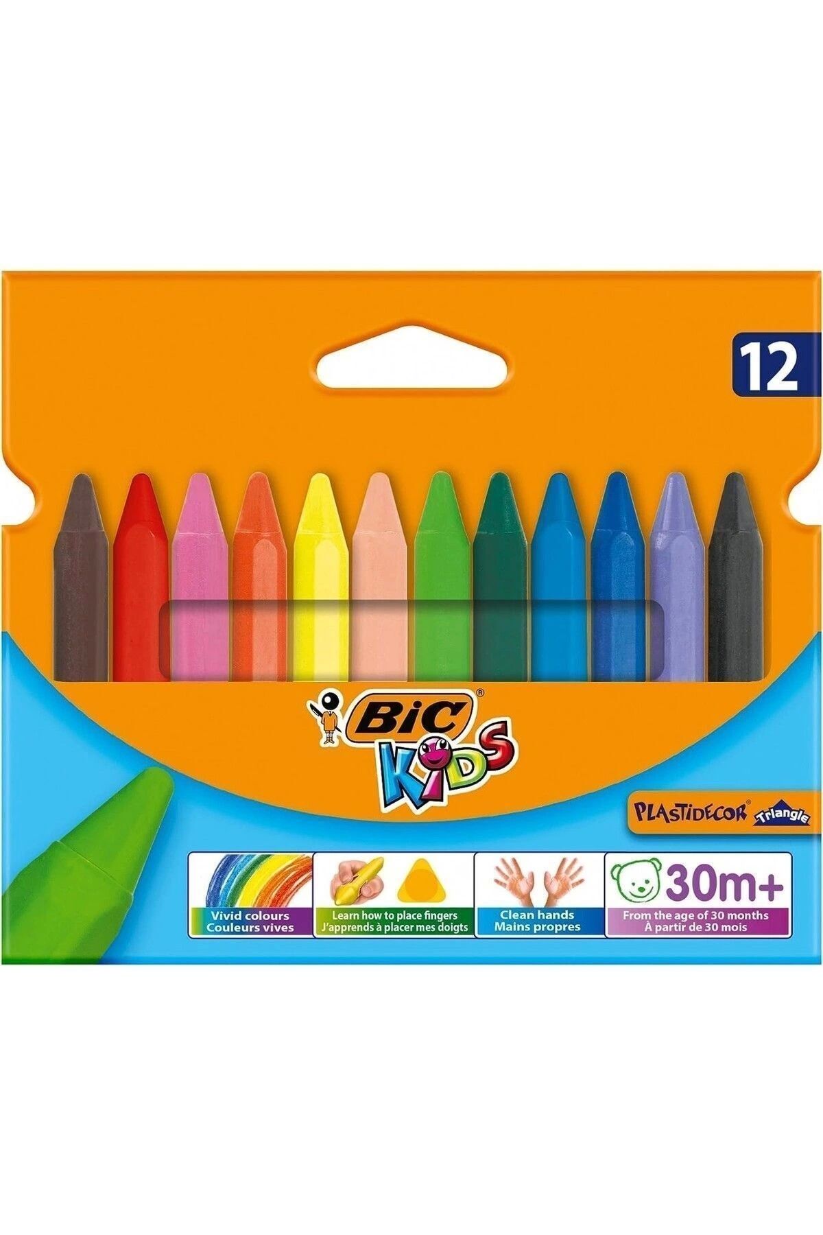 Bic Kids Plastidecor Elleri Kirletmeyen Üçgen Pastel Boya 12 Renk