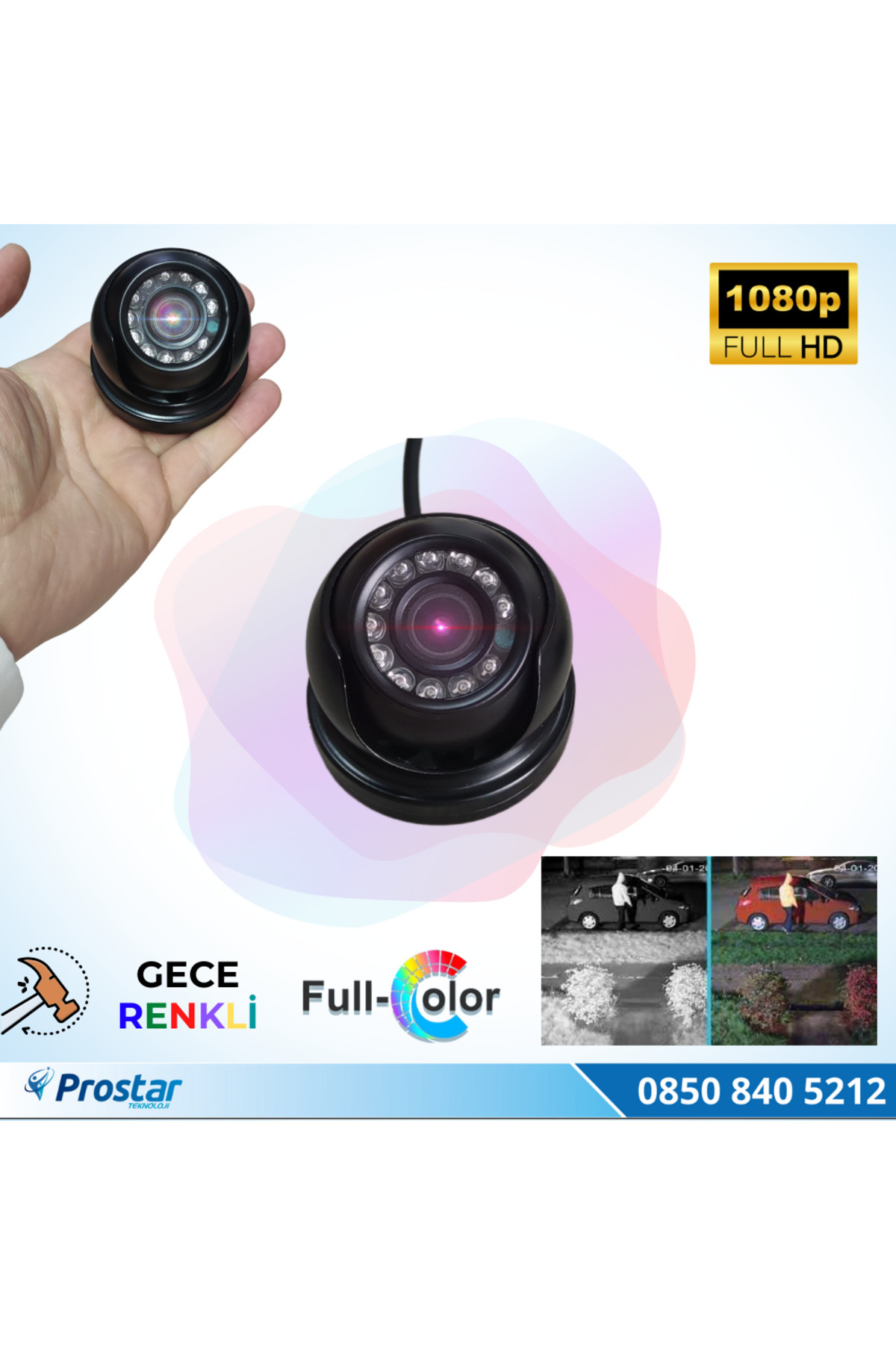 Navistar Araçlar Için Mini Metal Dome 2 Mp Full Hd Gece Renkli Görüşlü Kamera Geniş Açılı